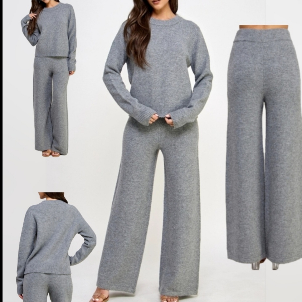 #8885 Sale S,L High End Fabulous Chic Cozy Knit Lounge 2pcs Set